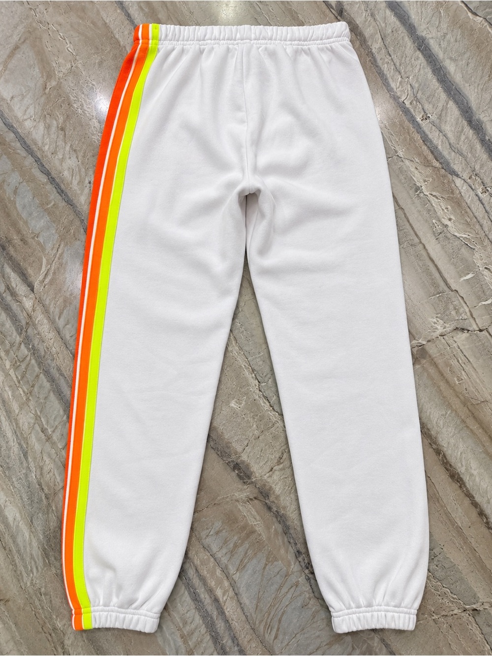 Aviator Nation White Track Pants with Rainbow Side Stripes - Picture 7 of 10